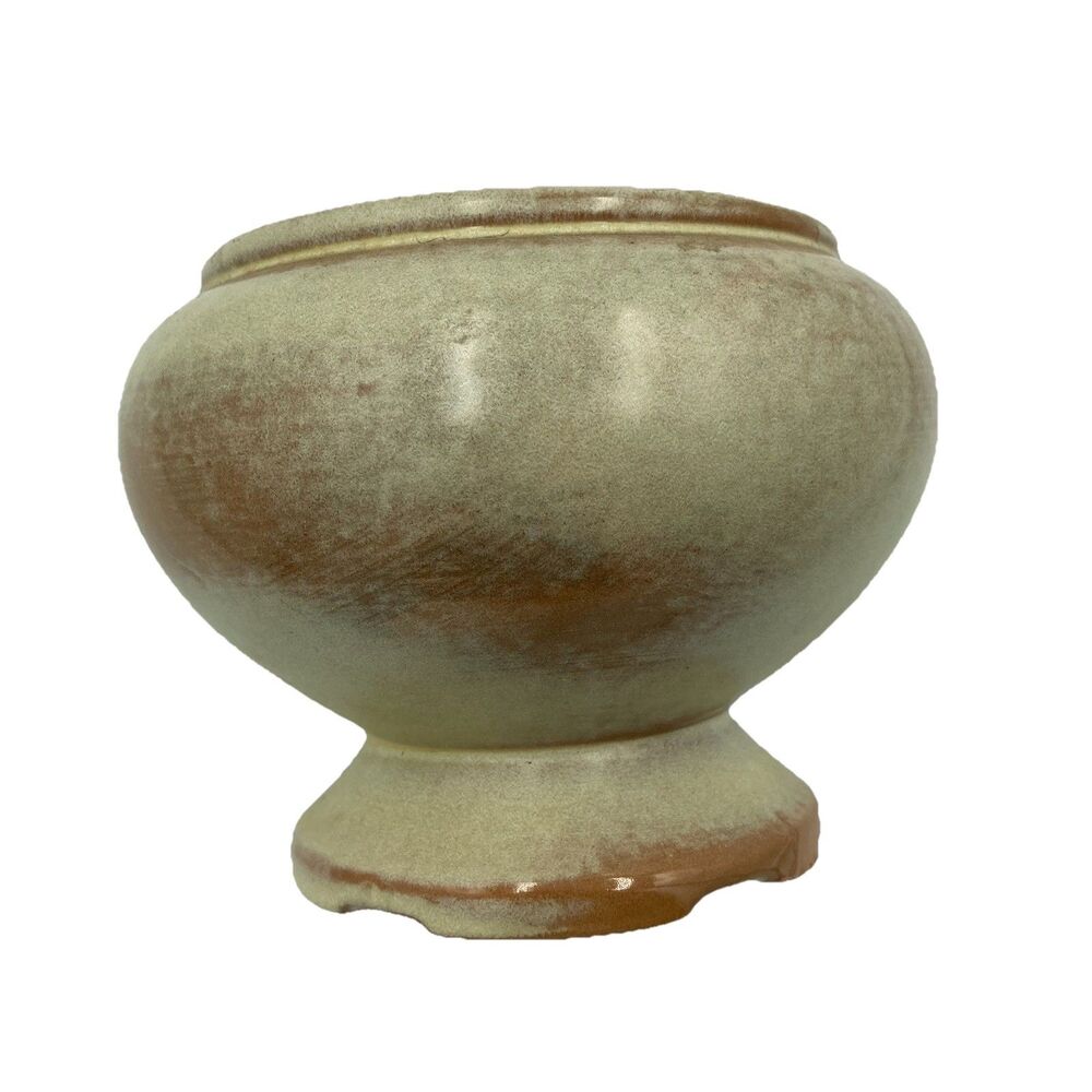 Frankoma Pottery # 22A Footed Planter Plainsman Brown 4.25” Tall Urn Handmade